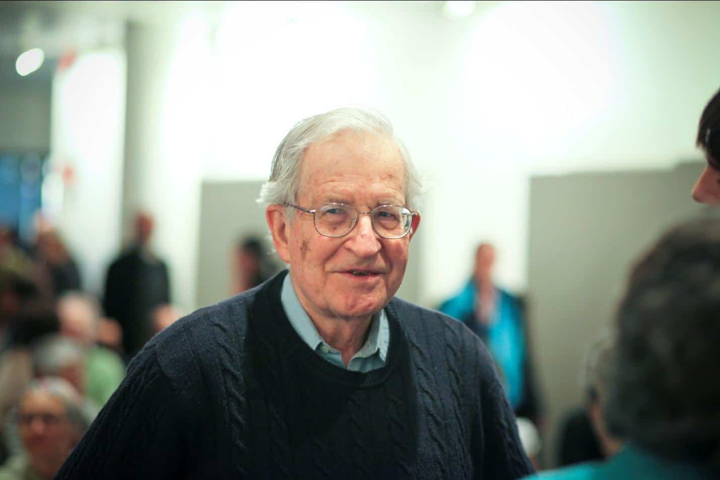 Noam Chomsky looking at the camera